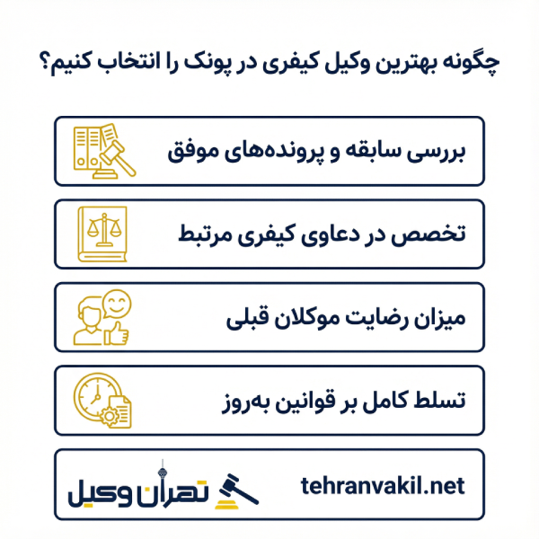 لیست 10 تا از بهترین وکیل کیفری در پونک + معرفی کامل