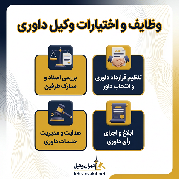 وظایف و اختیارات وکیل داوری
