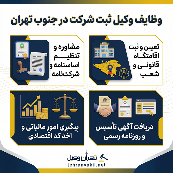 راهنمای انتخاب وکیل ثبت شرکت در جنوب تهران