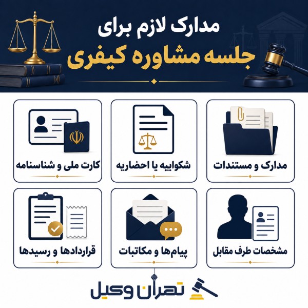 مدارک لازم برای جلسه مشاوره کیفری