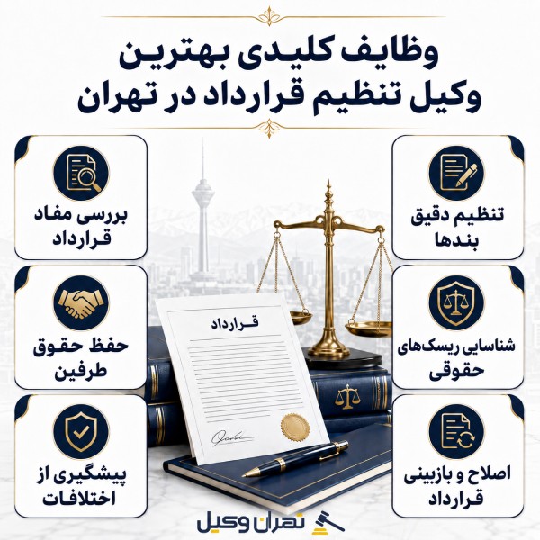 وظایف کلیدی بهترین وکیل تنظیم قرارداددر تهران
