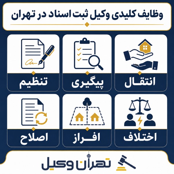 وظایف کلیدی وکیل ثبت اسناد در تهران